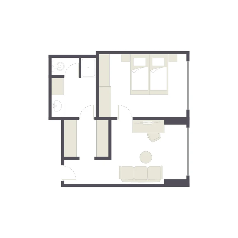 Einrichtung eines Aldiana Premium Cluburlaubs – modernes Hotelzimmer mit Schlafbereich und Wohnzimmer