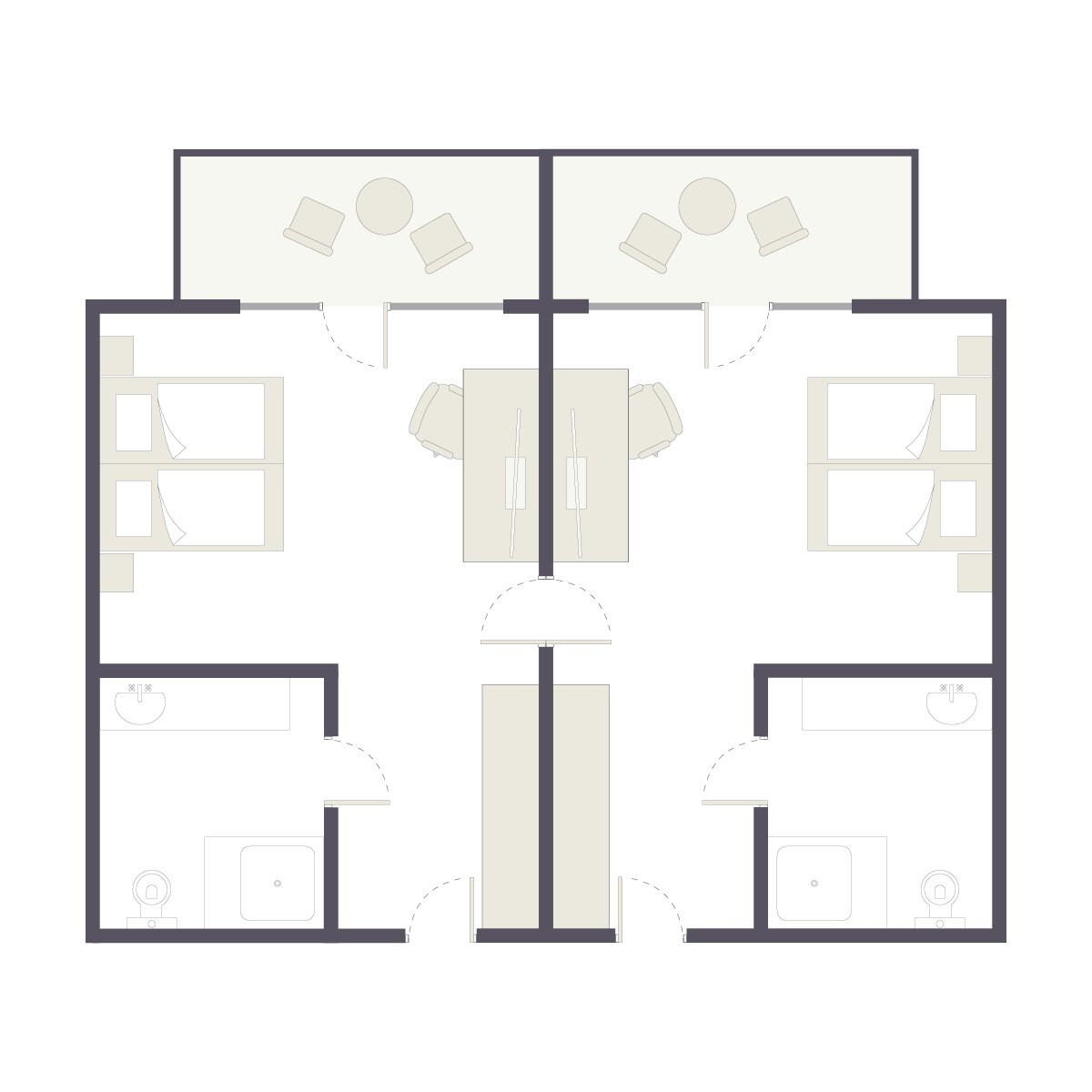 Moderne Doppelzimmer bei Aldiana mit zwei Betten, Balkon und Bad für Premium Cluburlaub.