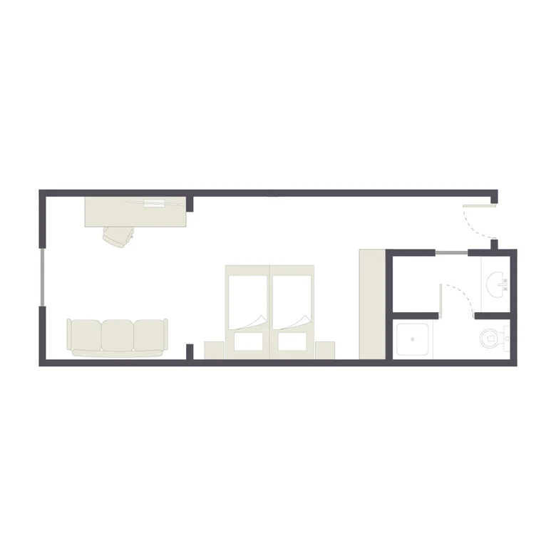 Ein elegantes Aldiana Premium Clubraum mit Wohnbereich und Bad, barrierefrei und komfortabel