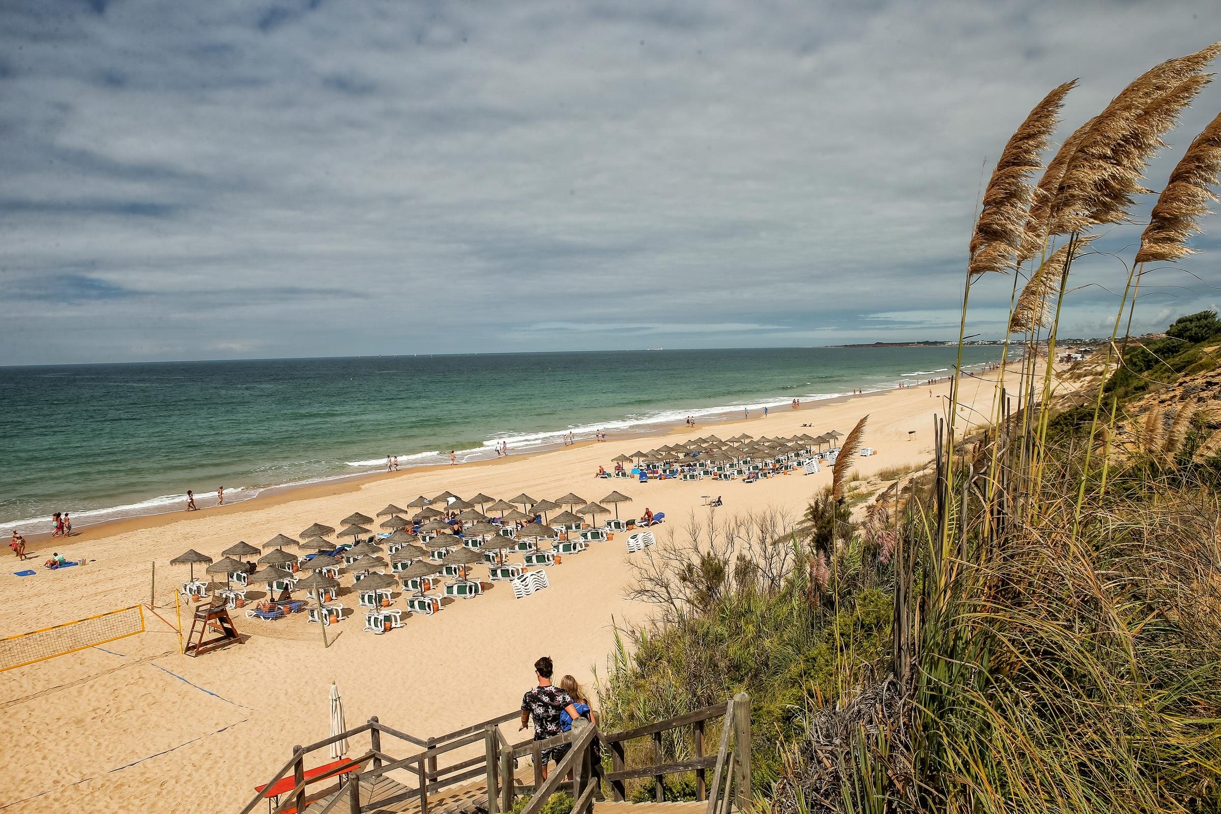 Strandbild mit Sonnenliegen, Dünen und Meer bei Aldiana, Premium Cluburlaub in Deutschland