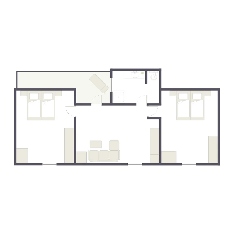 Ein hochwertiges Deluxe Hotelzimmer bei Aldiana mit zwei Doppelbetten und gemütlichem Lounge-Bbereich