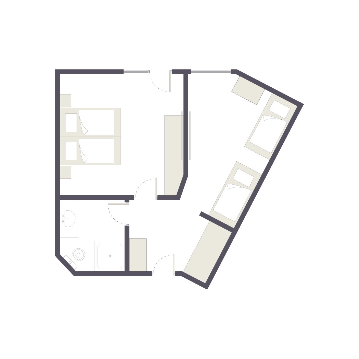 Foto einer modernen Ferienwohnung bei Aldiana mit Schlafzimmer und Bad, barrierefrei und komfortabel