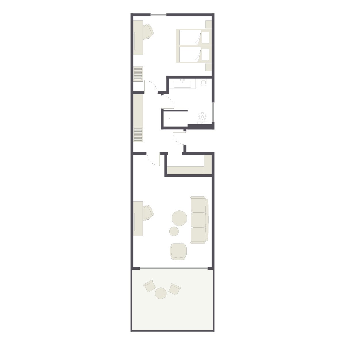 Ein eleganter Urlaubsraum bei Aldiana mit modernem Design und komfortabler Einrichtung