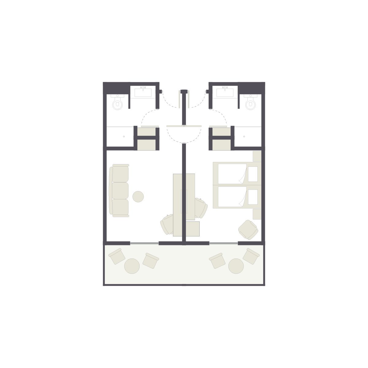 Detailliertes Grundrissbild eines Premium Cluburlaubs bei Aldiana, barrierefrei zugänglich