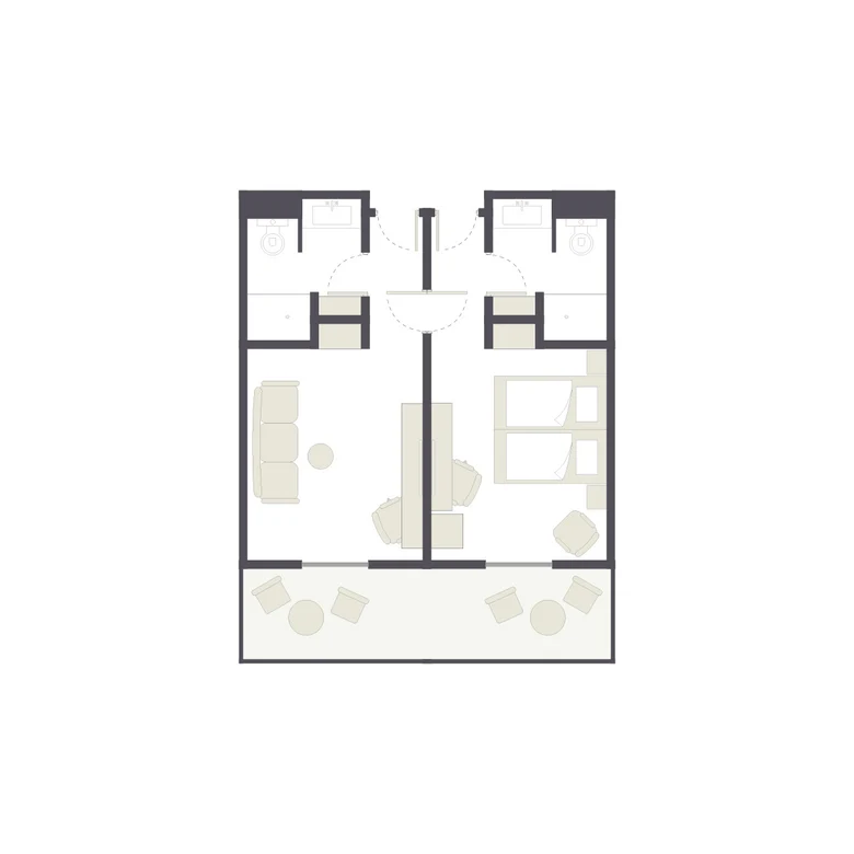 Detailliertes Grundrissbild eines Premium Cluburlaubs bei Aldiana, barrierefrei zugänglich