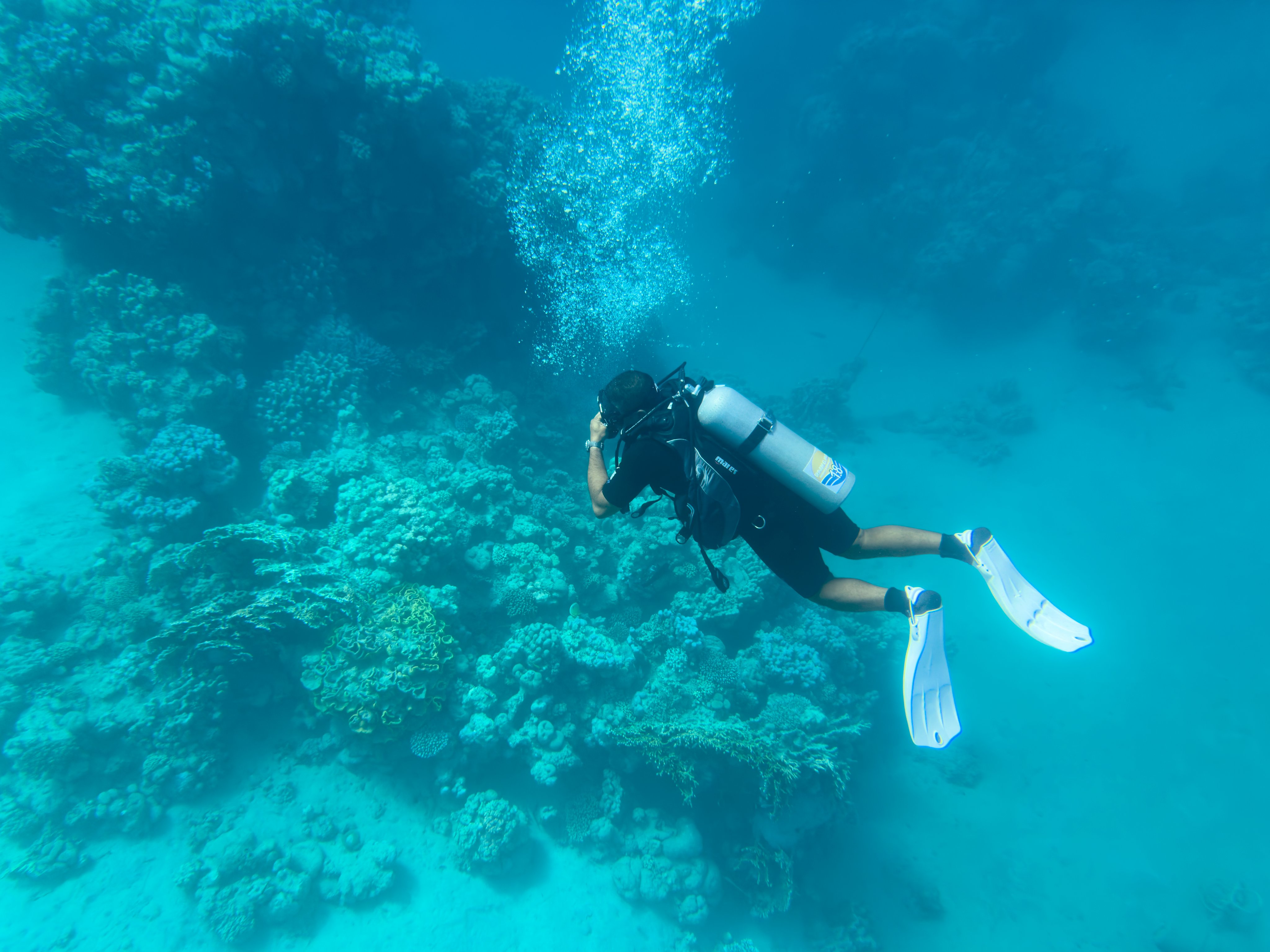 Taucher unter Wasser bei Aldiana, Premium Cluburlaub, unkalibriertes Bild