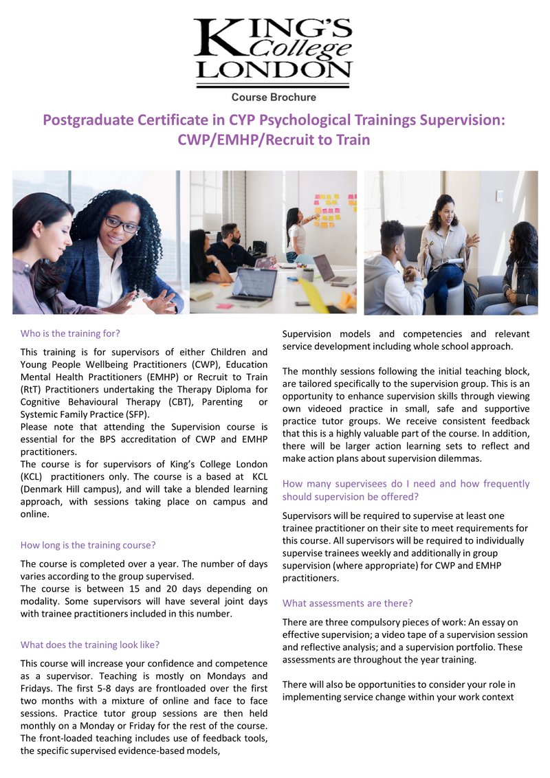 KCL Supervision Brochure 2026