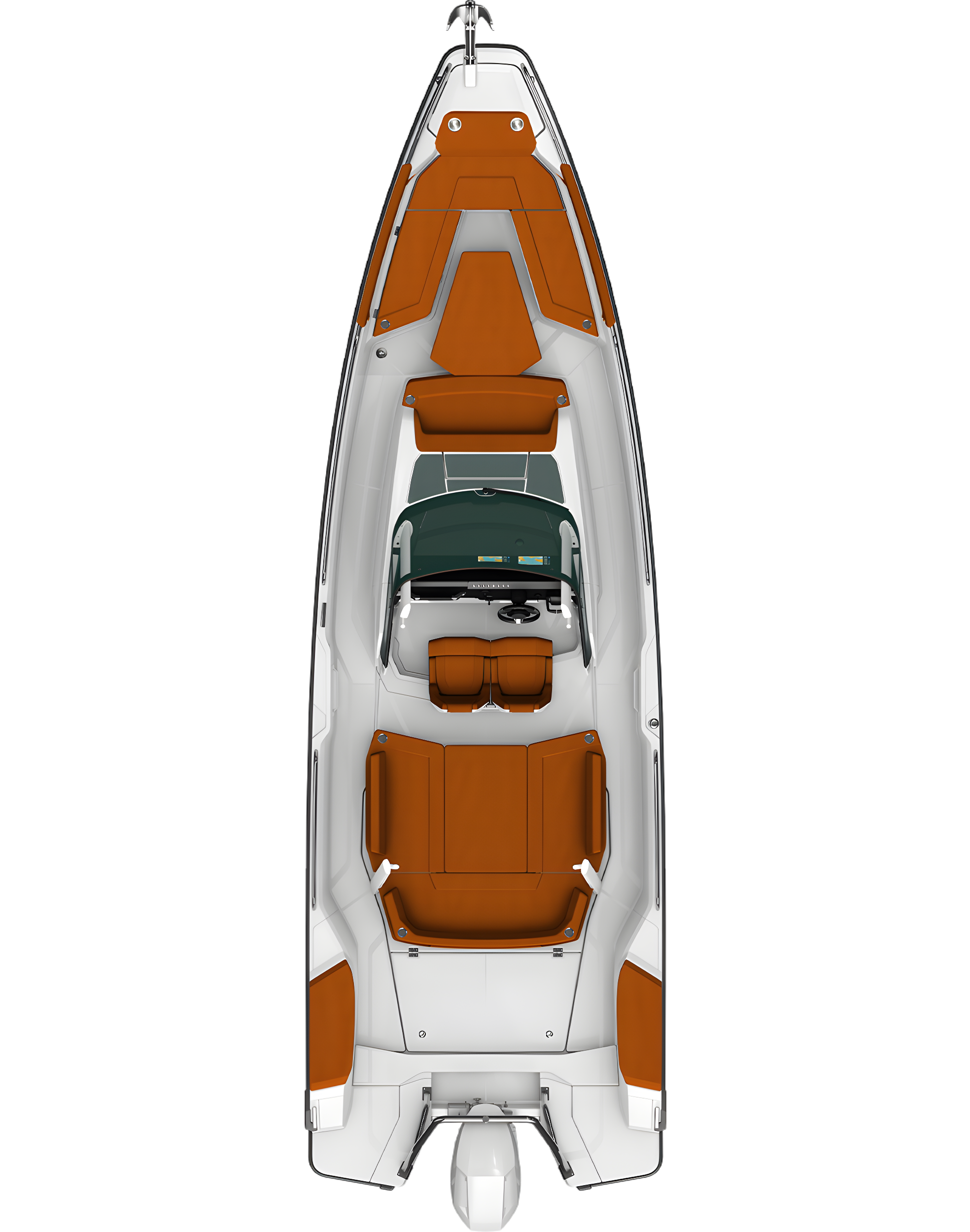 Axopar_29_ST_U-Sofa_W._Sun-Lounge_Bow_U-Sofa_W.Fwd_Facing_Lounge_Cobre