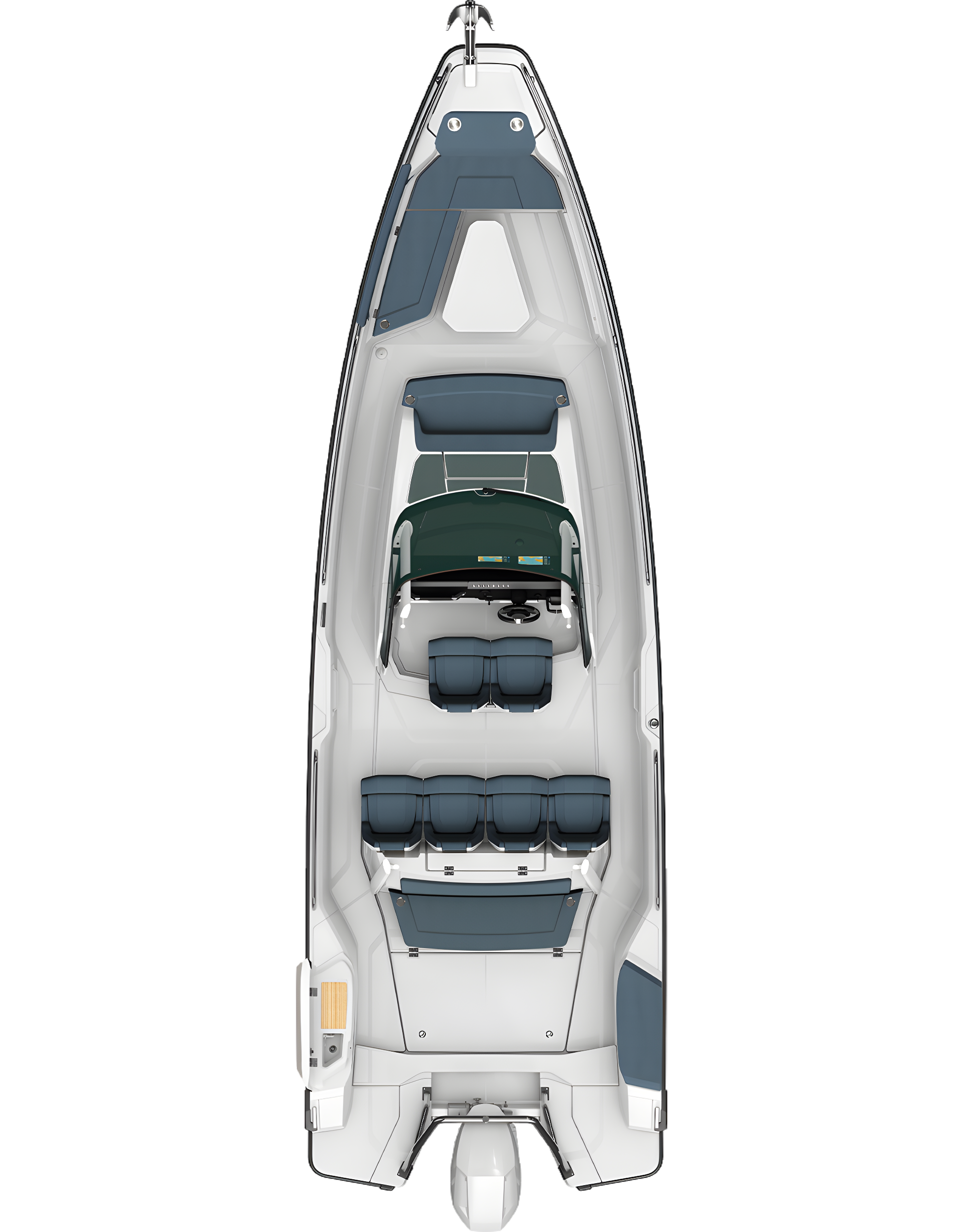 Axopar_29_ST_Aft_Sofa_Bow_L-Sofa_Table_Petrol