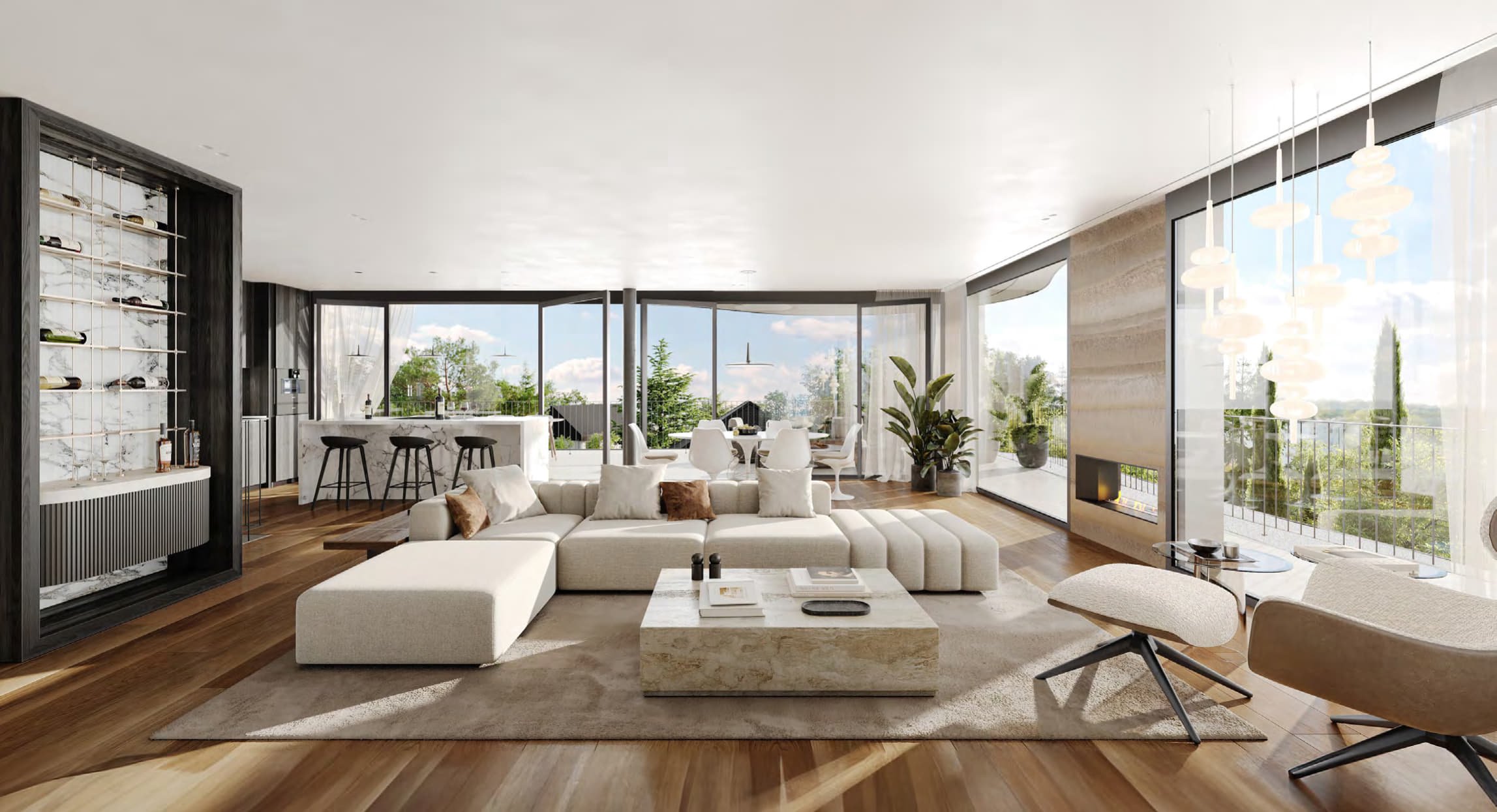 Wohnzimmer der Etagen-Wohnung am Holeeholzweg 25, 4102 Binningen