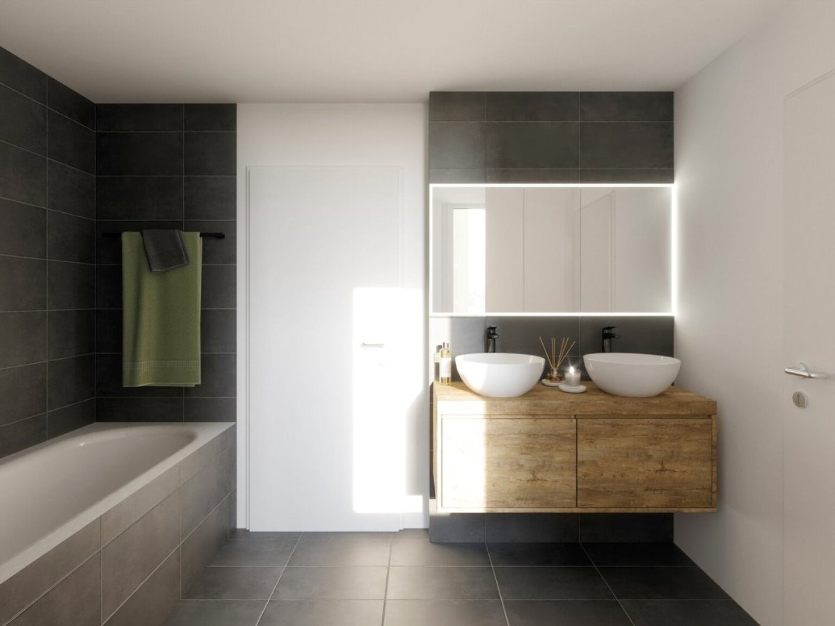 Badezimmer der Doppeleinfamilienhäuser am Fasadenweg in Aesch