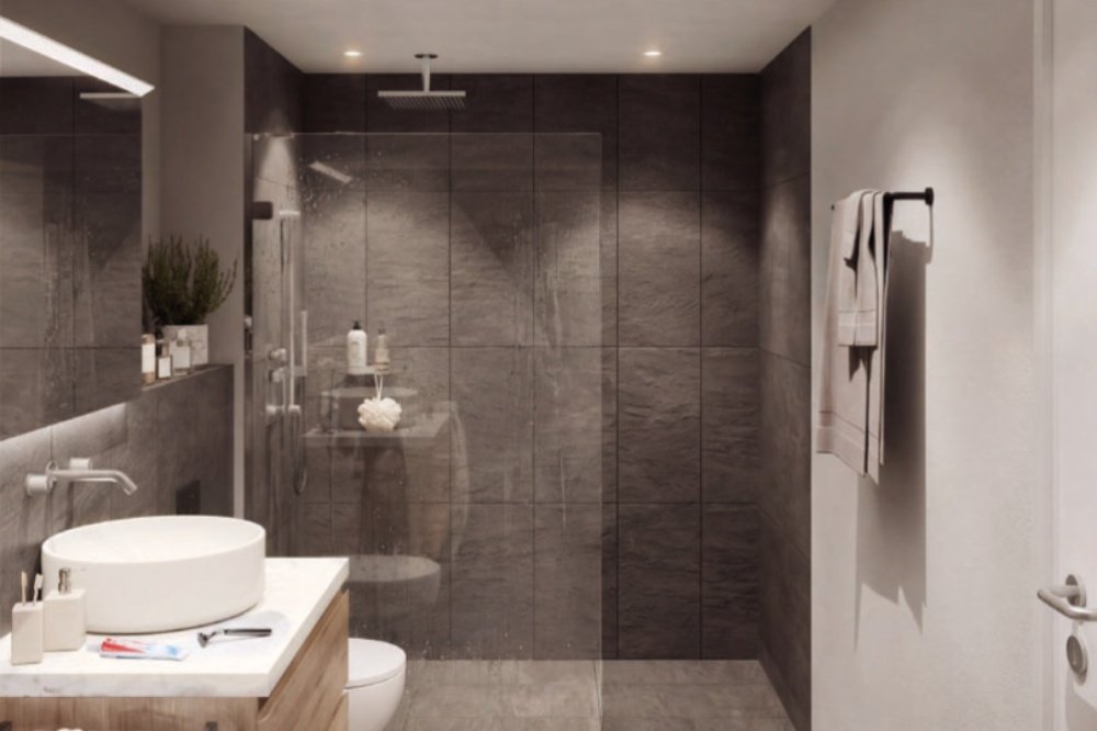 Badezimmer des Mehrfamilienhauses am Breitenweg 22, 4436 Oberdorf.
