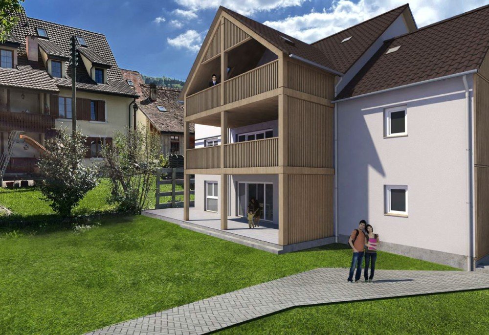 Garten vom Mehrfamilienhaus mit 3 Eigentumswohnungen an der Hauptstrasse 6, 4448 Läufelfingen.