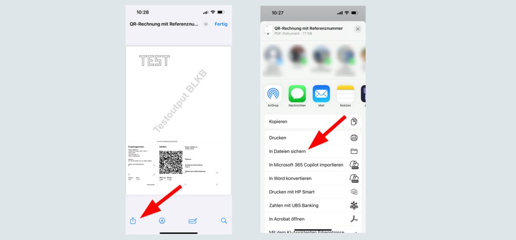 Screenshot eines QR-Codes mit der App-Funktion zum Speichern in Dateien.
