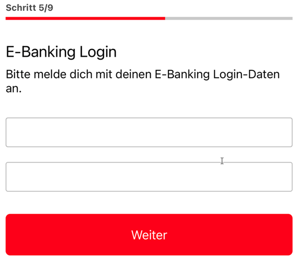 E-Banking Login angeben