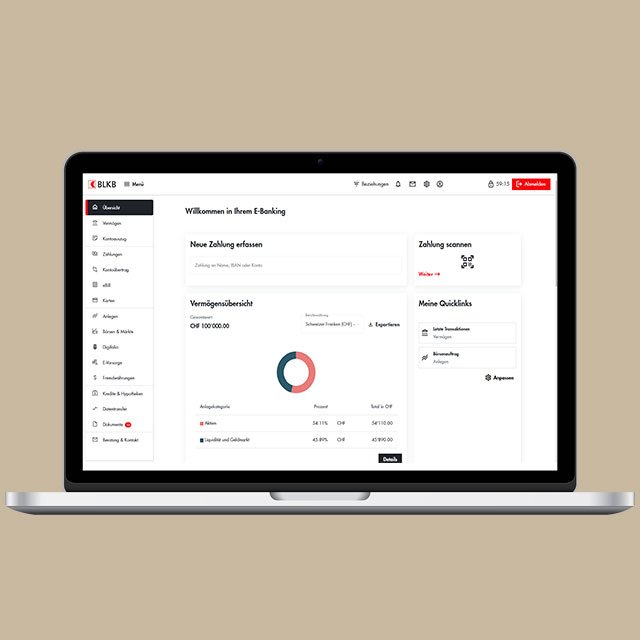 Dashboard des E-Bankings