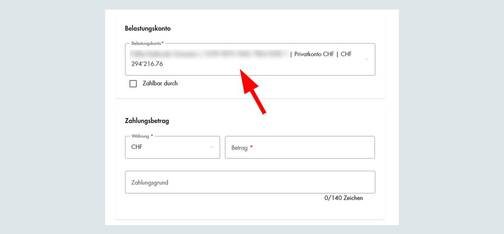Screenshot eines Bankformulars der Basellandschaftlichen Kantonalbank (BLKB)