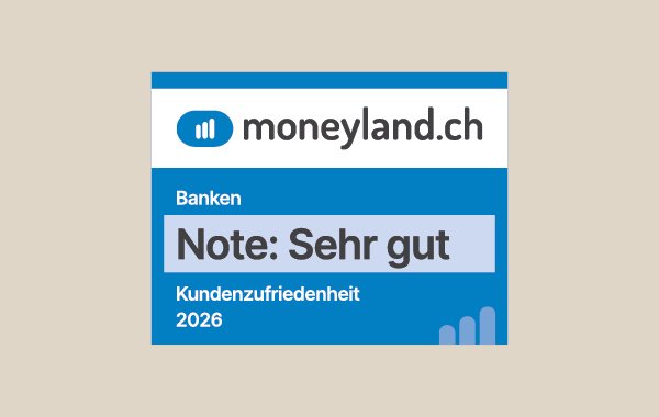 Werbetafel der Basellandschaftlichen Kantonalbank mit Bewertung Note sehr gut, 2026.