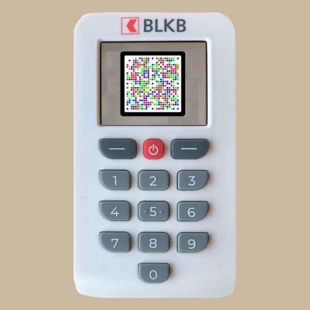 Digipass mit einem Mosaik zum Scannen des Aktivierungsbriefs