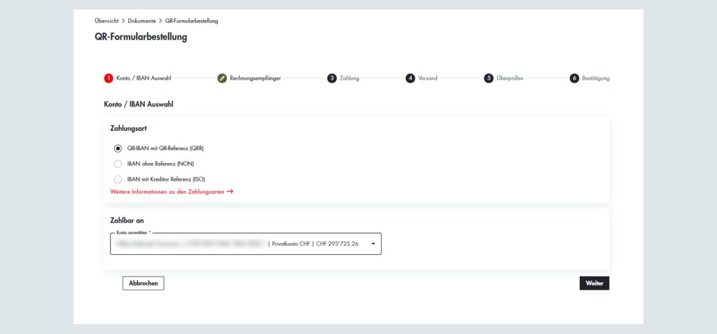 QR-Formular mit der Basellandschaftlichen Kantonalbank BLKB in Deutsch