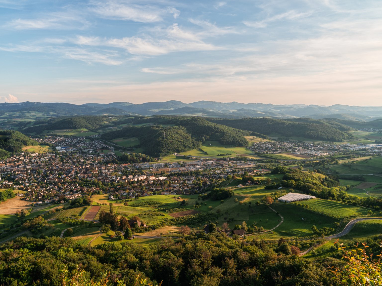 Aussicht der Landschaft und Gemeinde Sissach