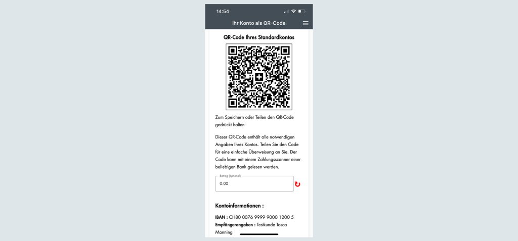 QR-Code für Konto-QR mit Bankdaten der Basellandschaftlichen Kantonalbank BLKB.