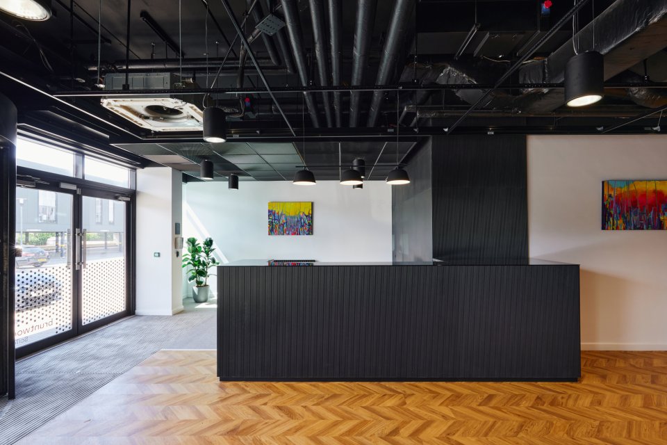 Reception area at Faraday Wharf