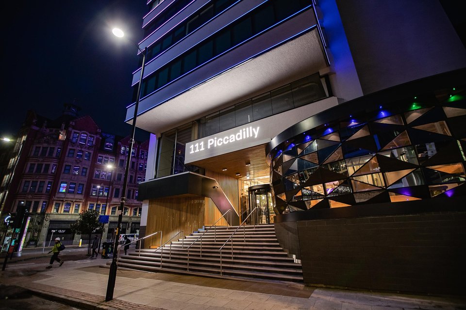 111 Piccadilly entrance is just a 2 minute walk from the train station