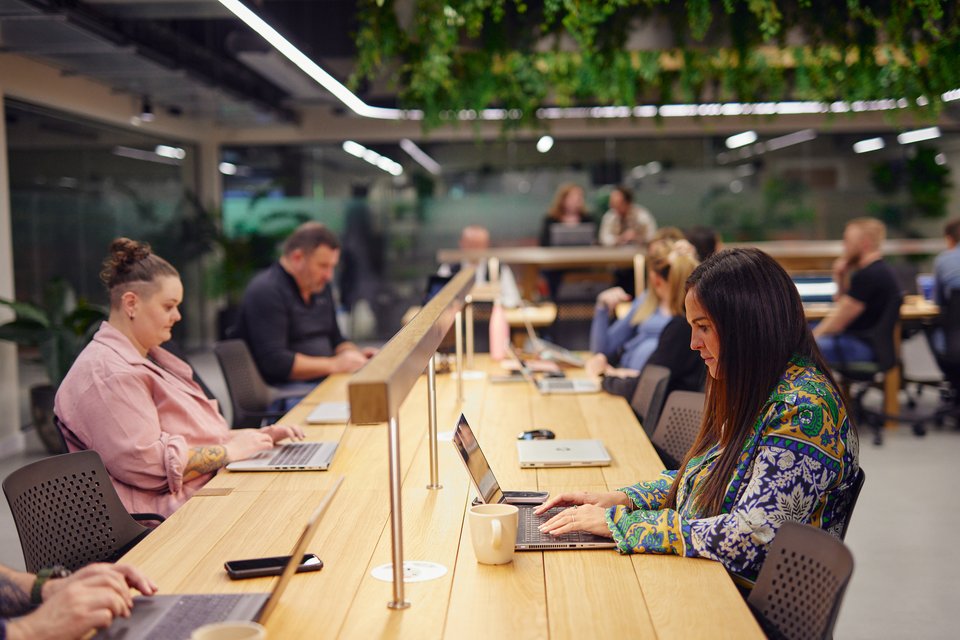People in an office working