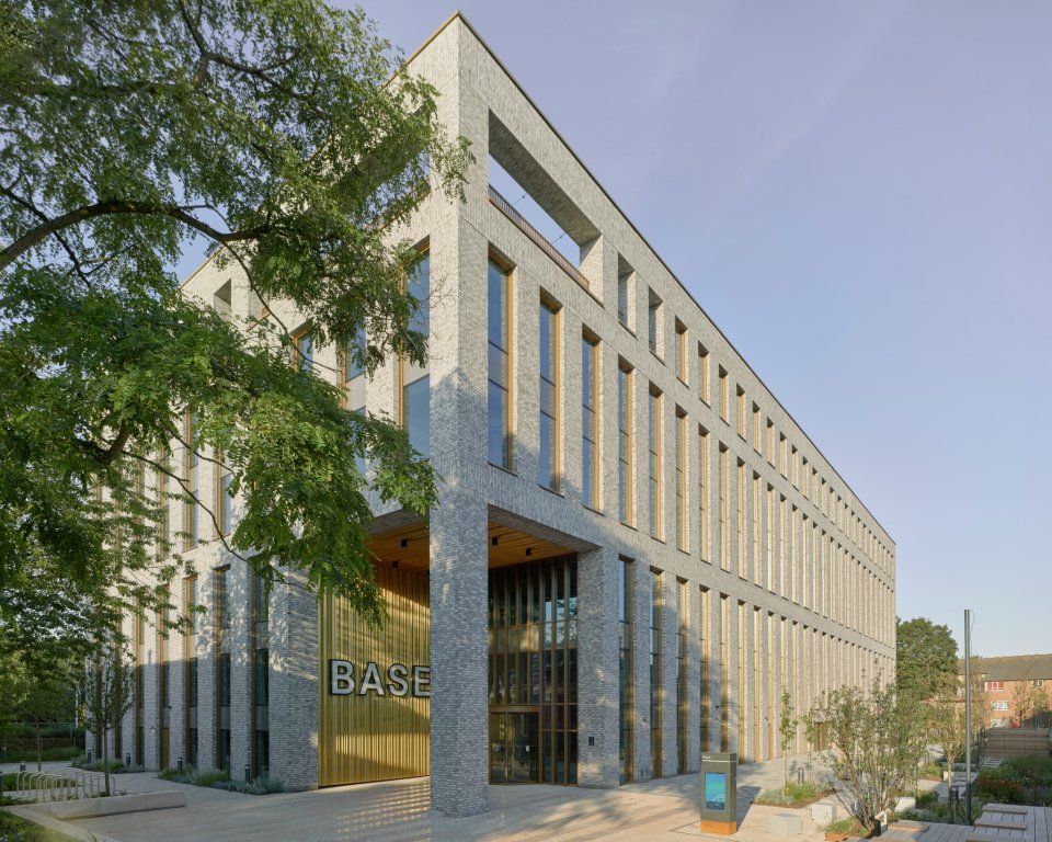 Entrance to Base with large BASE sign on exterior 