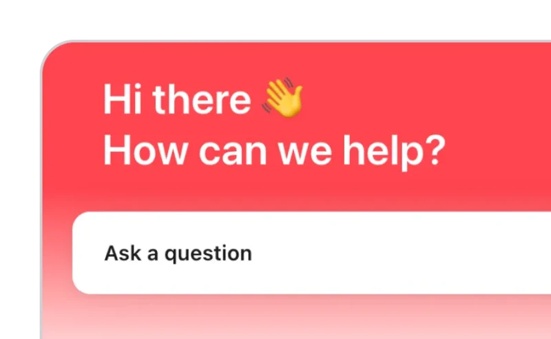 Deriv help widget greeting a visitor with an 'Ask a question' search box