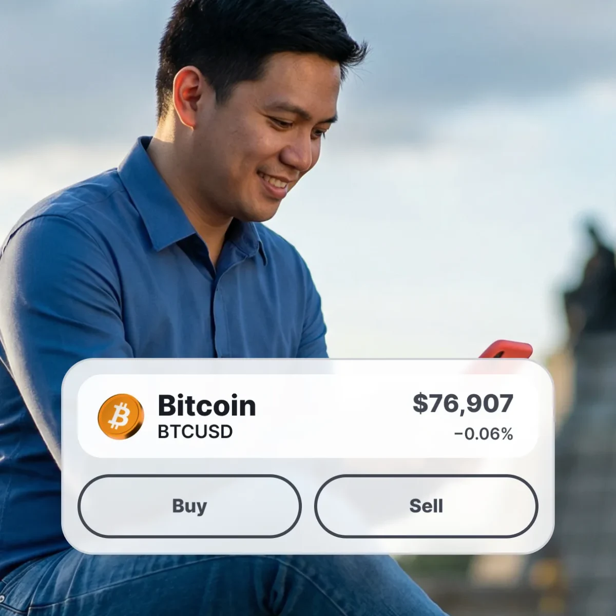 Karata ya theko ya Bitcoin BTC/USD e le $76,907 ka dikonopo tsa Reka le Rekisa, ka godimo ga mongwe yo o dirisang founu