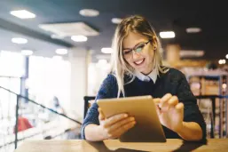 Student studying on a tablet pc