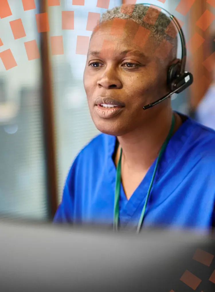Healthcare provider giving advice on medical hotline