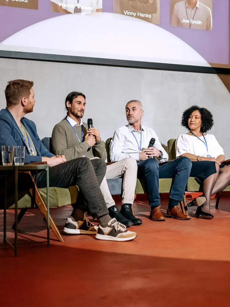 Group of diverse business people on panel discussion