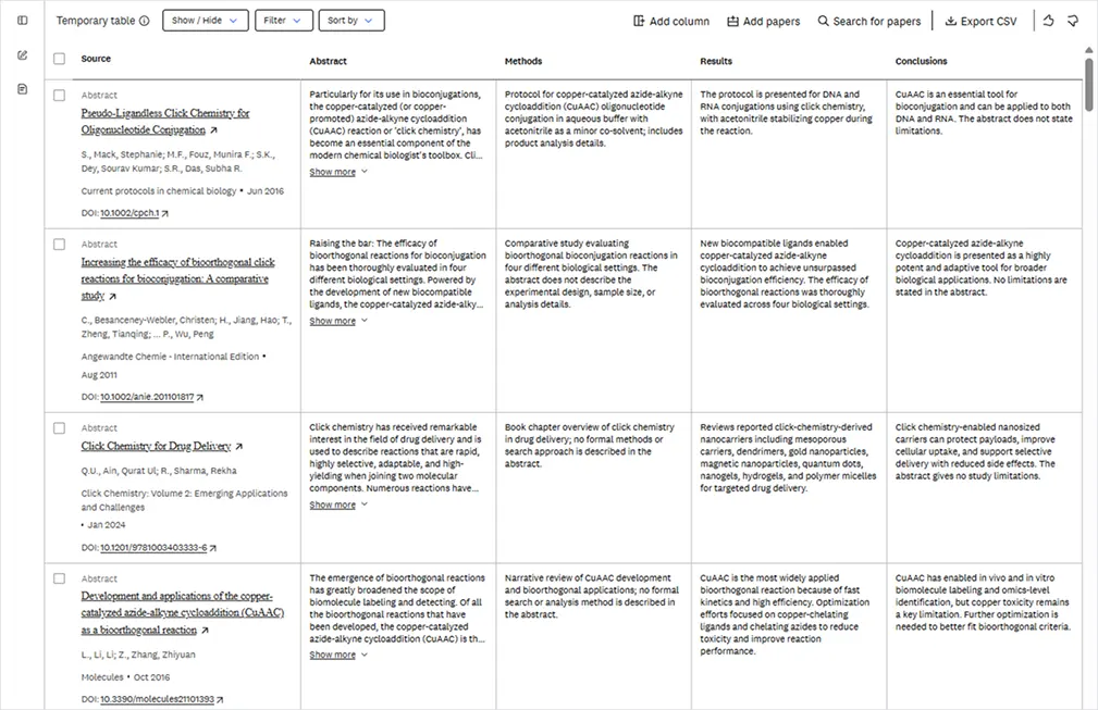 LeapSpace Deep Research - Compare Tables
