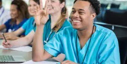 Confident male nursing student