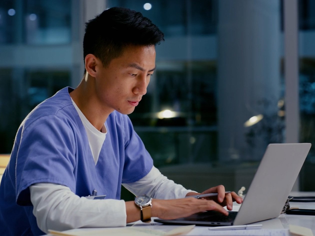 Nursing student studying