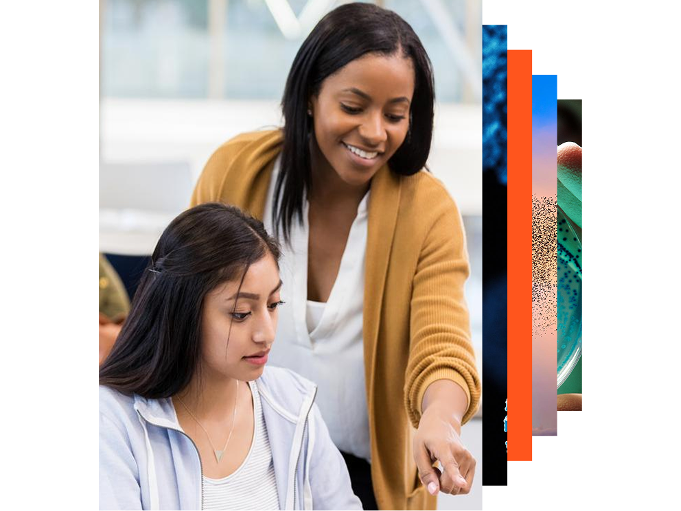 Young female college professor explains assignment to student