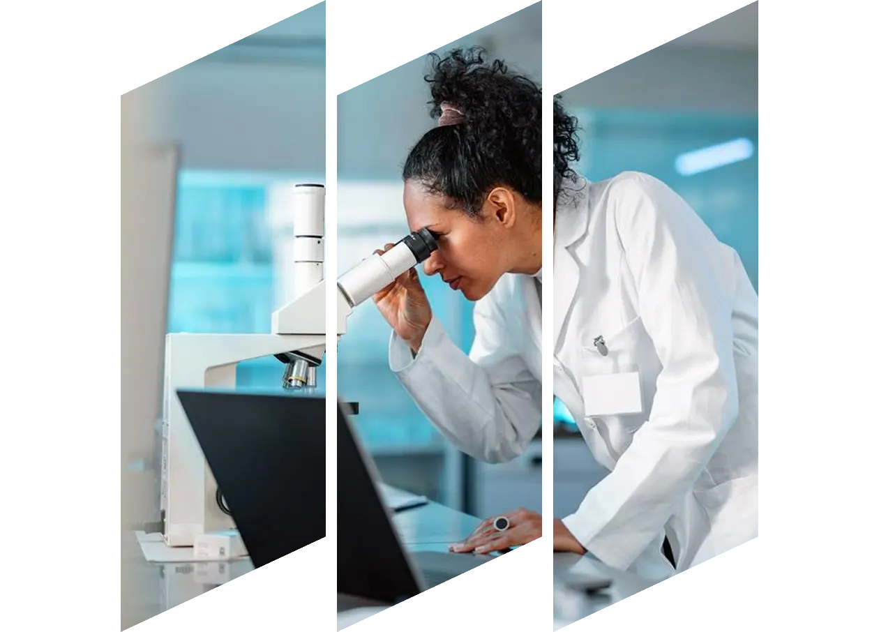 Scientist looking into a microscope