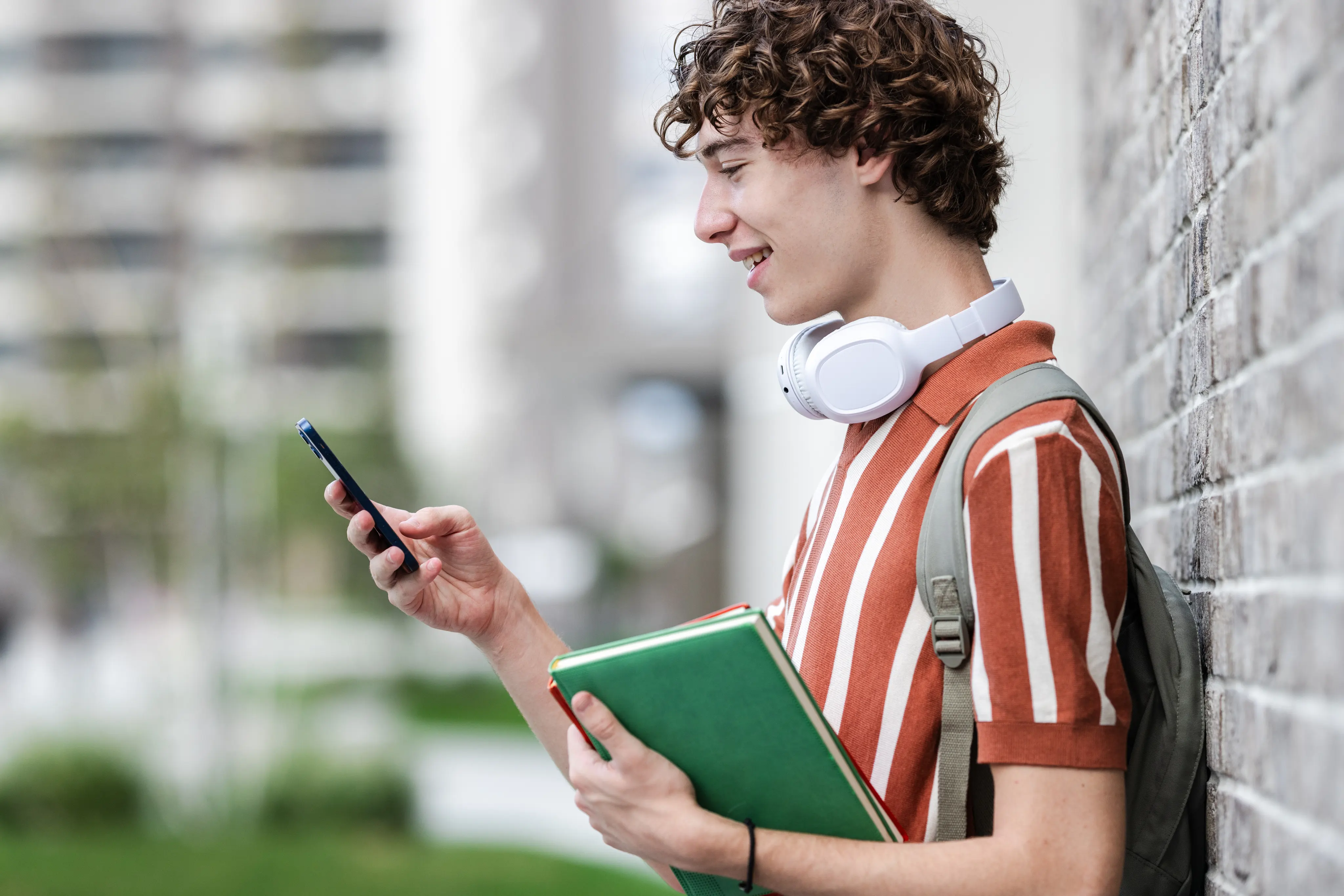 College student on cellphone