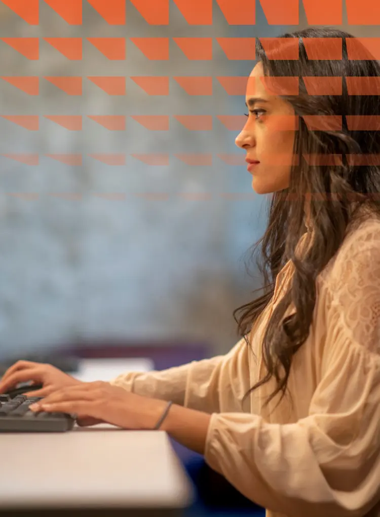 A professional businesswoman working from home