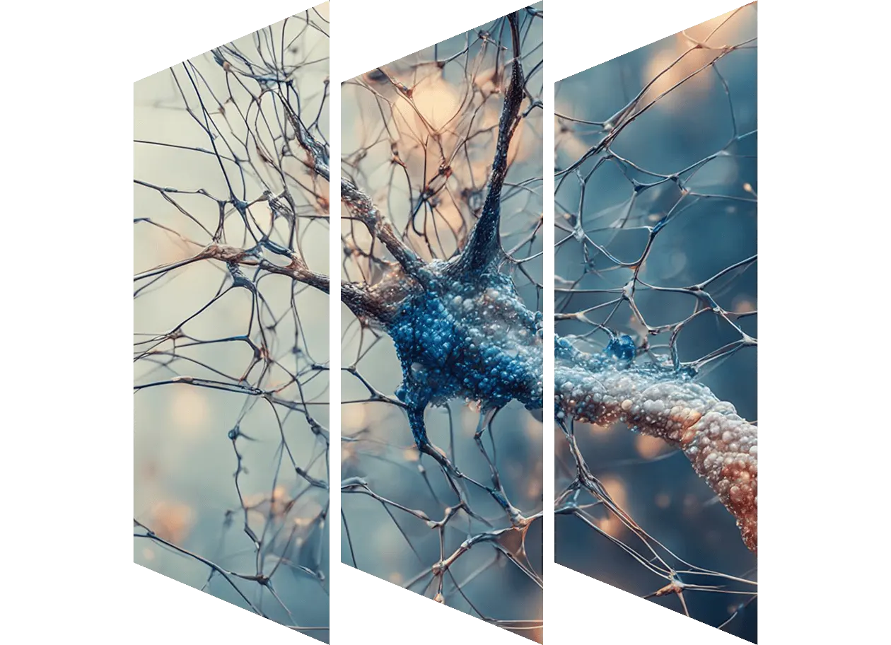 Microscopic view of neural network brain cells