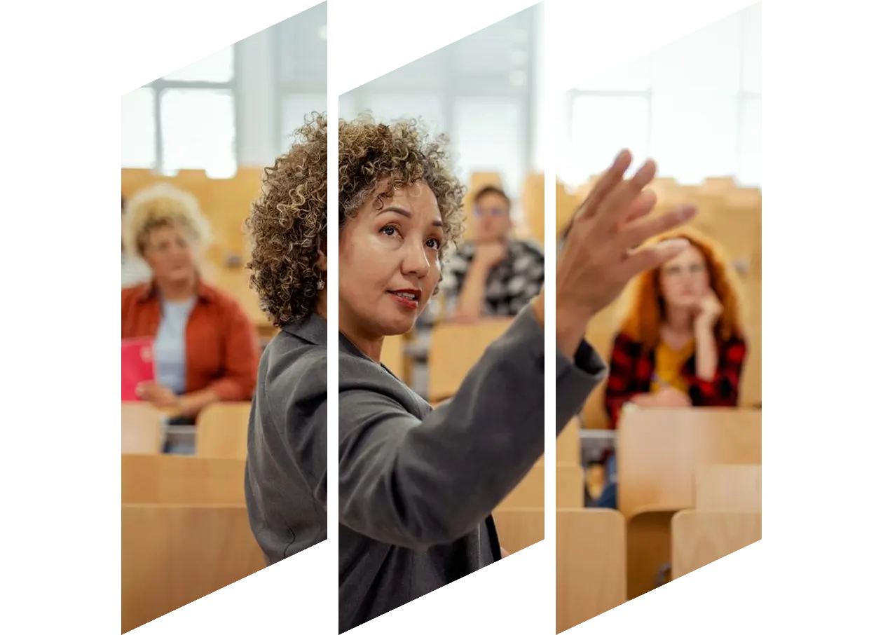 Female teacher instructing class
