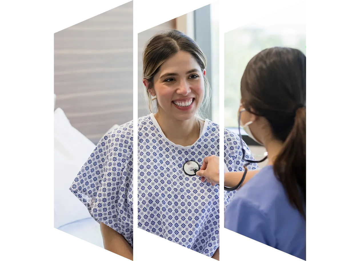 Smiling nurse with patient
