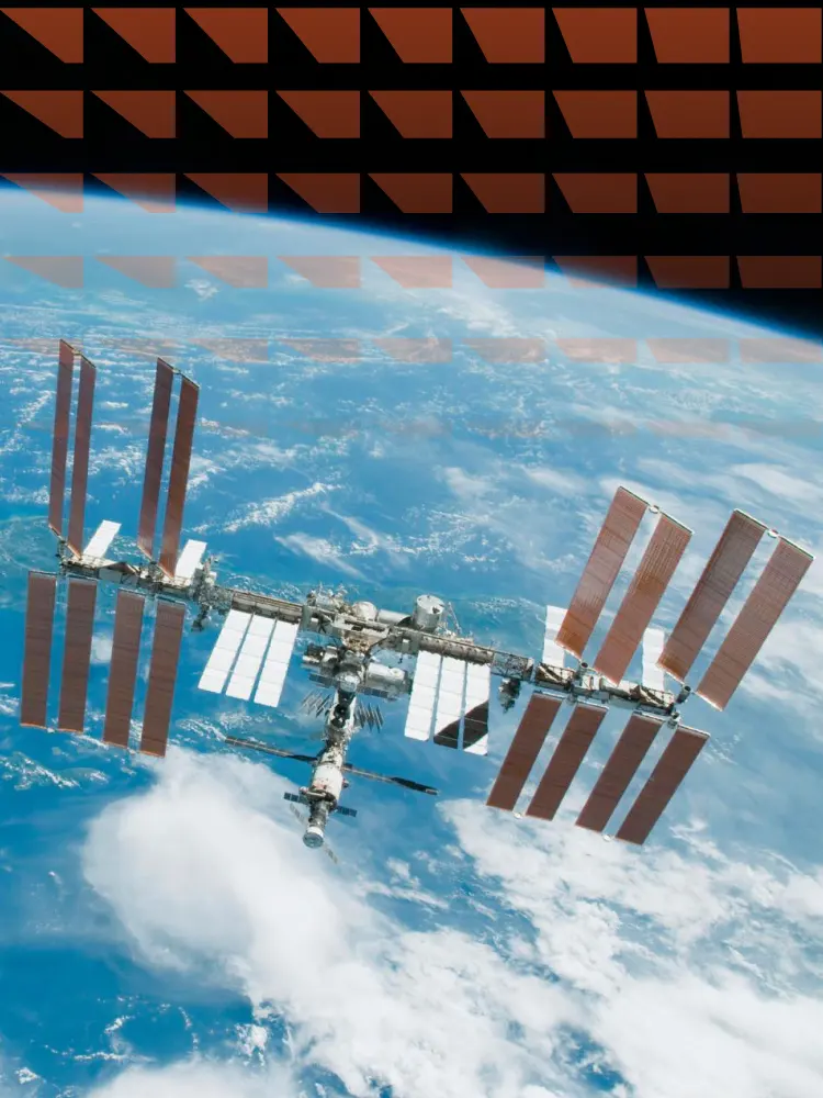 The International Space Station backdropped by Earth's horizon