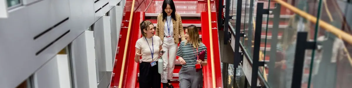 Students on a Colourful Staircase