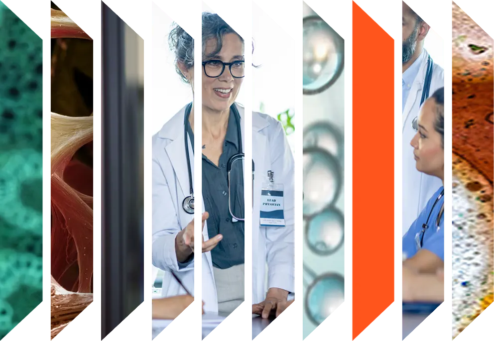 Colourful accordeon of  clinician and health images