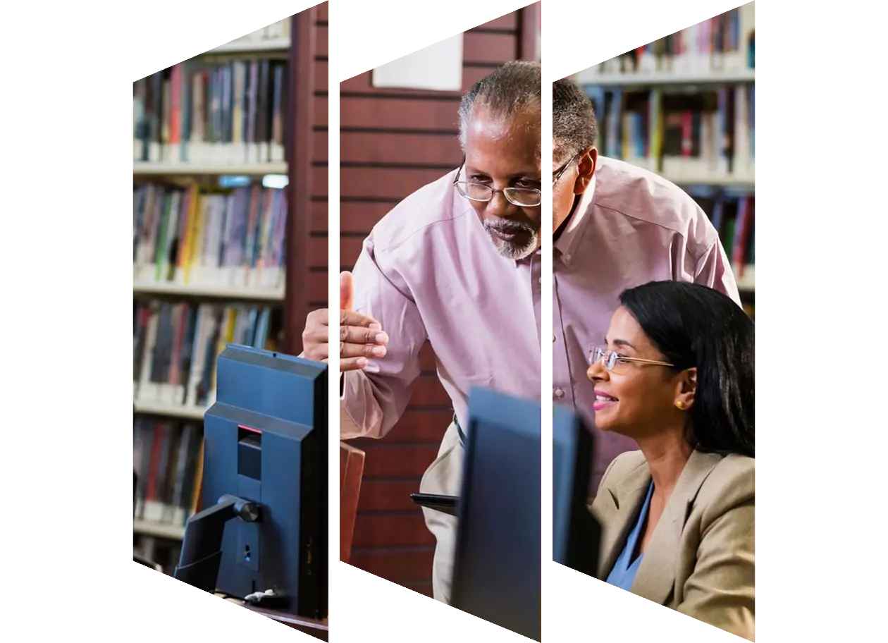 Female lecturer explaining to a young female student