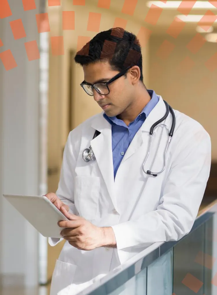 clinician using ipad